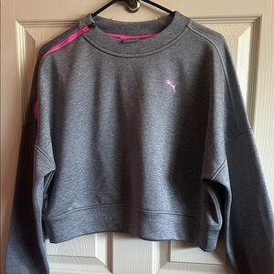 Puma Charcoal and Pink Crewneck Sweatshirt